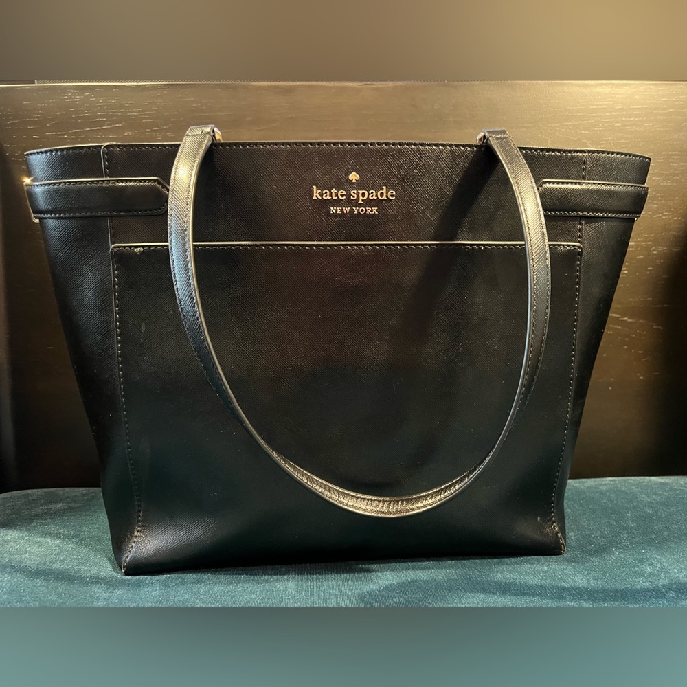 Large black leather Kate Spade tote